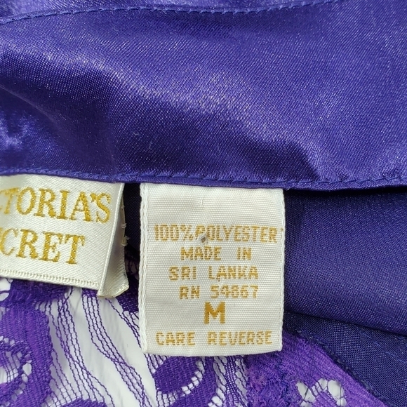 VINTAGE VICTORIA'S SECRET GOLD LABEL PURPLE NEGLIGEE LINGERIE SLEEP WOMEN MEDIUM - Picture 11 of 13